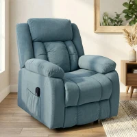 HOMCOM Sillón Relax Reclinable Eléctrico Levanta Personas con Mando a Distancia y Bolsillos Laterales Sillón Elevador Azul(m-10)