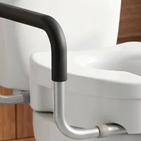 HOMCOM Rehausseur de siège de toilettes avec poignées, largeur réglable, accoudoirs rembourrés, blanc(m-13)