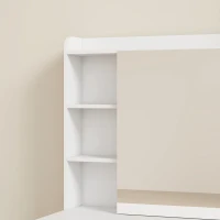 HOMCOM Dressing Table with Mirror and Mobile Storage Stool, Compact Vanity Table with Cabinet, Drawers, Open Shelves, White(m-11)