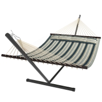 Outsunny Hamaca con Soporte Hamaca de Jardín Portátil con Almohada Desmontable Barras Separadoras 353x94x115 cm Verde