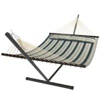 Outsunny Hamaca con Soporte Hamaca de Jardín Portátil con Almohada Desmontable Barras Separadoras 353x94x115 cm Verde(m-1)