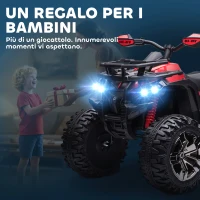 HOMCOM Quad per Bambini Elettrico 12V con Fari e Batteria Ricaricabile, Età 3-5 Anni, 100x65x73cm, Rosso(m-9)