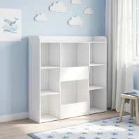 AIYAPLAY Meuble rangement enfant, bibliothèque enfants avec 8 compartiments et étagère supérieure, 104 x 29 x 101,5 cm, blanc(m-2)