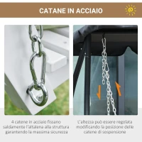 Outsunny Dondolo 3 Posti da Esterno con Tavolino Centrale e Portabicchieri, in Legno e Metallo, 150x75x53 cm, Bianco(m-6)