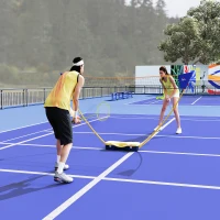 HOMCOM Badminton Netz tragbarer Netzständer Badminton Set 4 Schläger Outdoor Sport 286 x 33 x 157 cm Gelb+Blau(m-10)