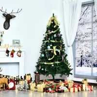 HOMCOM Albero di Natale Artificiale Alto 180cm con 1000 Rami Rigogliosi Base in Acciaio(m-10)