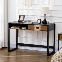 HOMCOM Schreibtisch im Industrie-Design, 1 Schublade, 1 Fach, 110 cm x 50 cm x 76 cm. Braun + Schwarz(m-10)