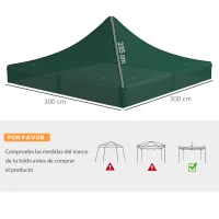 Outsunny Techo de Repuesto para Carpa Plegable de Tela Oxford 3x3 m con Techo Puntiagudo Impermeable y Anti-UV Verde Oscuro(m-3)