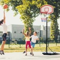 HOMCOM Basketballkorb, Basketballständer, höhenverstellbar, mit Wasser befüllbar, Schwarz(m-10)