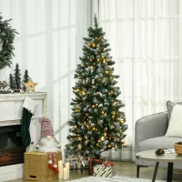 HOMCOM Sapin de Noël artificiel lumineux 703 branches 250 LED 30 pommes de pin support pied pliable hauteur 180 cm Ø 80 vert(m-10)