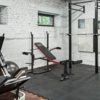 HOMCOM Banco de Pesas Multifuncional tipo Banco de Musculación con Respaldo Ajustable Carga 150kg Acero 128x155x112 cm(m-6)