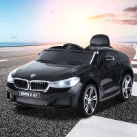 HOMCOM Coche Eléctrico BMW 6GT para Niños +3 Años Automóvil Infantil de Batería 6V con Control Remoto Luces y Sonidos MP3 USB Carga 30 kg 106x64x51 cm Negro(m-10)