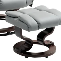 HOMCOM Draaibare relaxfauteuil met voetenbank, hoge rugleuning, hoogwaardig schuim, houten basis, lichtgrijs(m-11)
