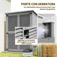 Outsunny Armadio da Giardino con 2 Porte a Persiana, 2 Ripiani, 2 Maniglie e Tetto Impermeabile, 127x65x168 cm, Grigio(m-7)