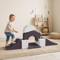 AIYAPLAY 7 Piece Kids Soft Play Set with Detachable Cover, Baby Indoor Climb and Crawl Foam Toys for Toddlers, Brown(m-13)