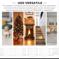 PawHut Cancellino per Cani Regolabile e Pieghevole con Chiusura Automatica e Blocco, 300x74.5 cm, Bianco(m-3)