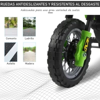 HOMCOM Moto Eléctrica para Niños con Ruedas de Apoyo Desmontables Faros y Música para Niños 3-6 Años Verde(m-6)