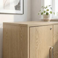 HOMCOM Caisson bureau meuble de rangement verrouillable avec 3 tiroirs et étagère réglable, roulettes, 40 x 60 x 56 cm, marron clair(m-14)