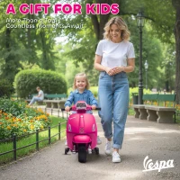 AIYAPLAY Moto Elettrica per Bambini Licenza Vespa, Batteria Ricaricabile 6V, Rotelle e Luci, Età 2-4 Anni, Rosa(m-7)