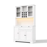 Coluna de cozinha com vitrine, cinco portas, uma gaveta, prateleiras ajustáveis, 105x40x180 cm, Branco(m-8)
