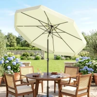 Outsunny Parasol de Jardín de Aluminio Ø266x248,5 cm con Ángulo Ajustable Protección UV50+ Techo de Ventilación y Manivela Beige(m-2)