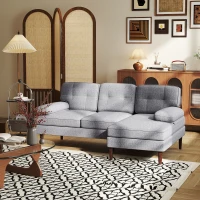 HOMCOM Sofá de Canto com Chaise Longue em Forma de L Estofado em Poliéster para Sala Capacidade 250 kg 215x142x88 cm Cinza(m-10)