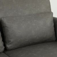 HOMCOM 2 Seater Sofa, 132 cm Modern Small Sofa with Solid Wood Legs and 2 Pillows for Small Space, Grey(m-11)