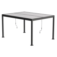 Outsunny Pergola Bioclimatique 4x3m en Aluminium à Toit Louvred Ajustable, Protection Soleil, pour Jardin Extérieur, Blanc(m-11)