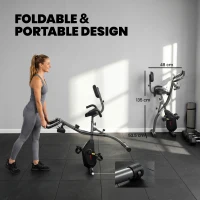 SPORTNOW Vélo d'Appartement Pliable Vélo de Fitness 3 en 1 Silencieux Connecté Kinomap Bluetooth et Zwift 105x53,5x109cm Noir(m-9)