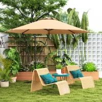 Outsunny Parasol de Jardín Excéntrico Sombrilla con Funda para Sombrilla Protección UV 50+ y Base Cruzada Ø290x243 cm Caqui(m-10)