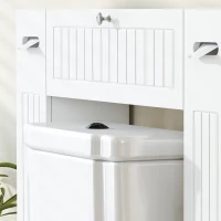 HOMCOM Meuble WC dessus de toilette avec 2 placards, tiroir basculant, porte-papier et étagères réglables, blanc(m-12)