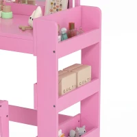 AIYAPLAY Coiffeuse pour enfants avec tabouret et miroir LED, table de maquillage pour 3 à 8 ans, 88,6 x 38,8 x 96,9 cm, rose(m-12)