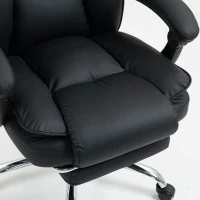 HOMCOM Chaise de bureau ergonomique, fauteuil de bureau inclinable avec repose-pieds, hauteur réglable, pivotante 360°, noir(m-10)