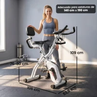 SPORTNOW Cyclette Pieghevole con 8 Livelli di Resistenza, Volano, Display LCD, Bluetooth, Cardiofrequenzimetro e Sella Regolabile, Bianco(m-3)