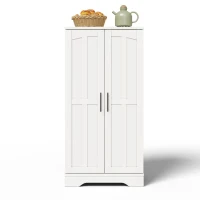 Armário de cozinha com luz LED com sensor, grande armário de arrumação de 2 portas com prateleiras ajustáveis & prateleiras na porta, 60×40×120 cm, Branco(m-10)