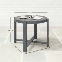 Outsunny Beistelltisch Gartentisch Rund wetterfest Aluminium Balkontisch mit Marmoroptik Grau(m-3)