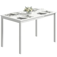 HOMCOM Table à manger extensible 80-120 cm pour 4 à 6 personnes, table de cuisine avec extension coulissante, blanc(m-12)