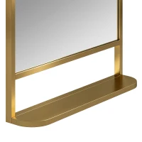 HOMCOM Modern Rectangular Wall Mirror with Storage Shelf, 70 x 50 cm, Gold Tone(m-11)