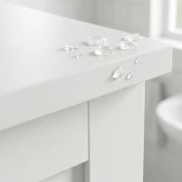 HOMCOM Meuble de salle de bain haut, meuble de rangement avec 6 portes dont 2 vitrées et 2 persiennes, étagère réglable, blanc(m-13)