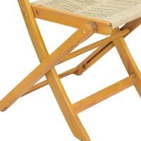 Outsunny Lot de 2 Chaises de Jardin Pliantes Chaises de Balcon en Bois d'Acacia FSC Assise en Corde Tressée Naturel et Beige(m-13)