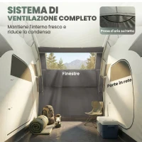 Outsunny Tenda da Campeggio Gonfiabile e Impermeabile per 2-4 Persone con Pompa, 2 Camere e Soggiorno, 485x245x188 cm, Marrone Caffè(m-6)