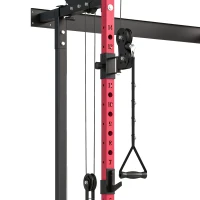 SPORTNOW Station de Musculation Pliable 700 kg Hauteurs Réglables avec Poulies Doubles, Supports de Barre, 184x123x209cm, Rouge(m-7)