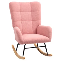 HOMCOM Schaukelstuhl, kuscheliger Bezug, dicke Polsterung, Rosa(m-12)