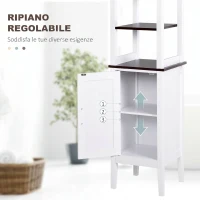 HOMCOM Mobile Bagno Alto Stretto, Mobiletto Bagno Salvaspazio con 3 Ripiani Aperti, Ripiano Regolabile, per Lavanderia, 40x38x162.5 cm, Bianco(m-7)