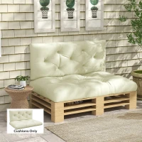 Outsunny Set 2 Pezzi Cuscini da Giardino per Divani e Pallet in Poliestere con Imbottitura Spessa, Crema(m-9)