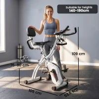 SPORTNOW Bicicletă statică pliabilă cu 8 niveluri de rezistență Volant Ecran LCD Bluetooth Pulsometru și Șa reglabilă(m-3)
