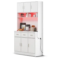 Buffet de cozinha multifuncional, 3 gavetas silenciosas e 6 portas de armário, 100x40x180 cm, Branco(m-7)