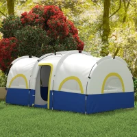 Outsunny Tienda de Campaña Familiar para 4 Personas Impermeable con Dormitorios Independientes 435x251x195 cm Azul y Blanco(m-10)
