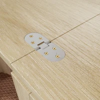 HOMCOM Table de couture pliante, meuble couture à roulettes, 2 portes magnétiques, 4 bacs, 20 crochets, 160x40x83cm, chêne(m-10)