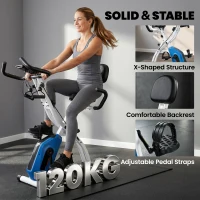SPORTNOW Vélo d'Appartement Pliable Vélo de Fitness 3 en 1 Silencieux Connecté Kinomap Bluetooth et Zwift 105x53,5x109cm Bleu(m-4)